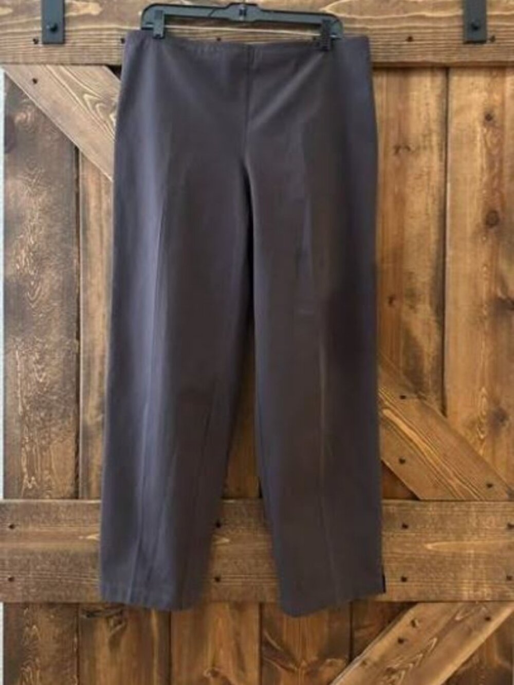 Eileen Fisher | Basic Brown Pants Ankle Length, Side Zipper Cotton & Lycra Sz L